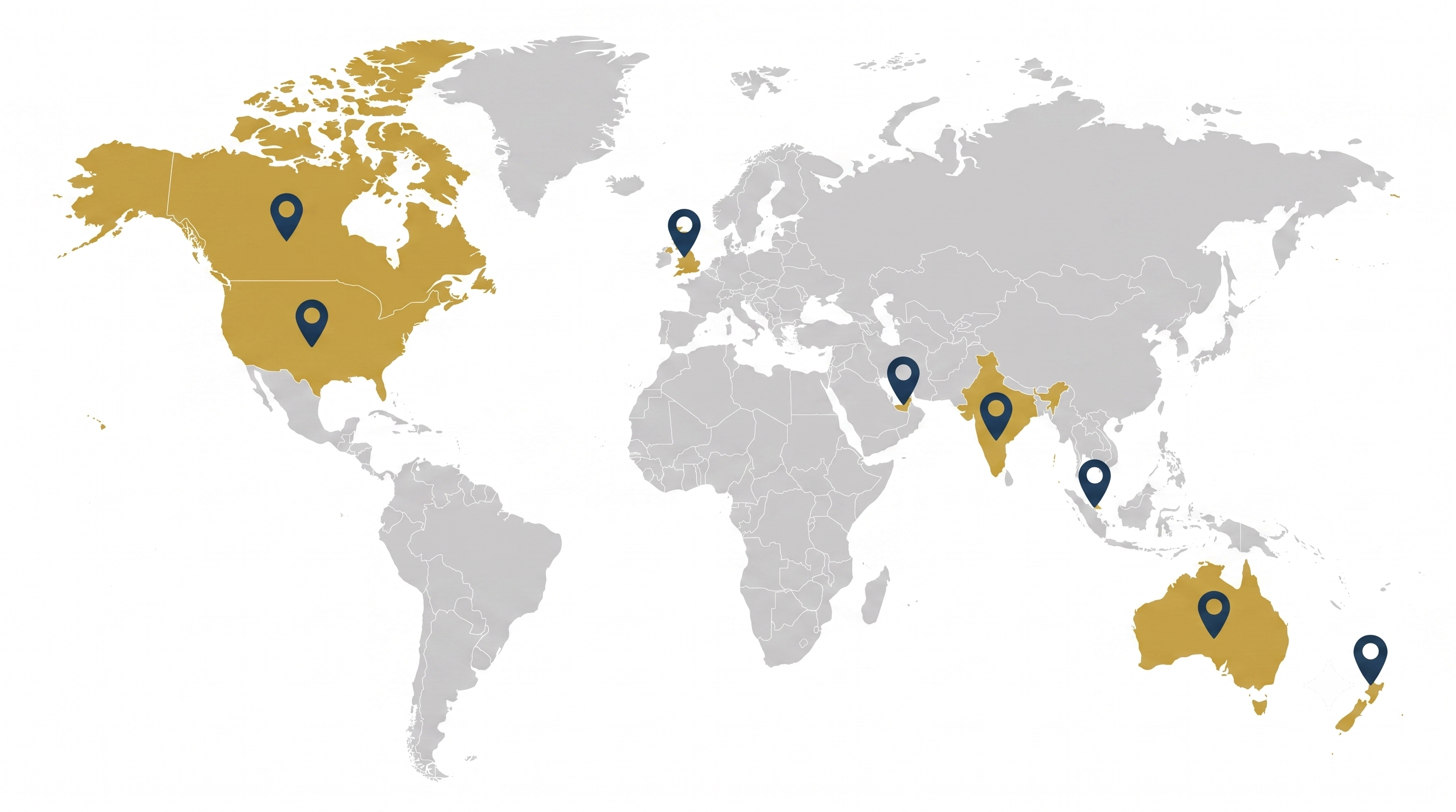 World map showing highlighted countries we serve